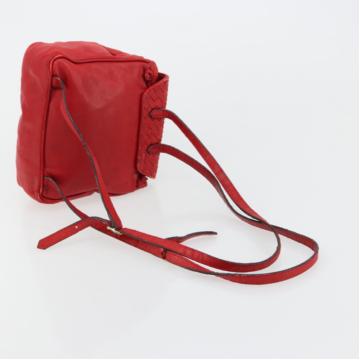 BOTTEGA VENETA INTRECCIATO Backpack Leather Red Gold Auth 180832
