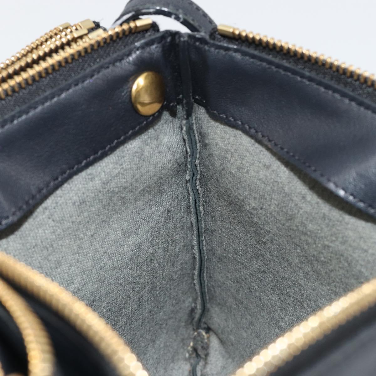 CELINE Trio Shoulder Bag Leather Black Gold Auth 180834