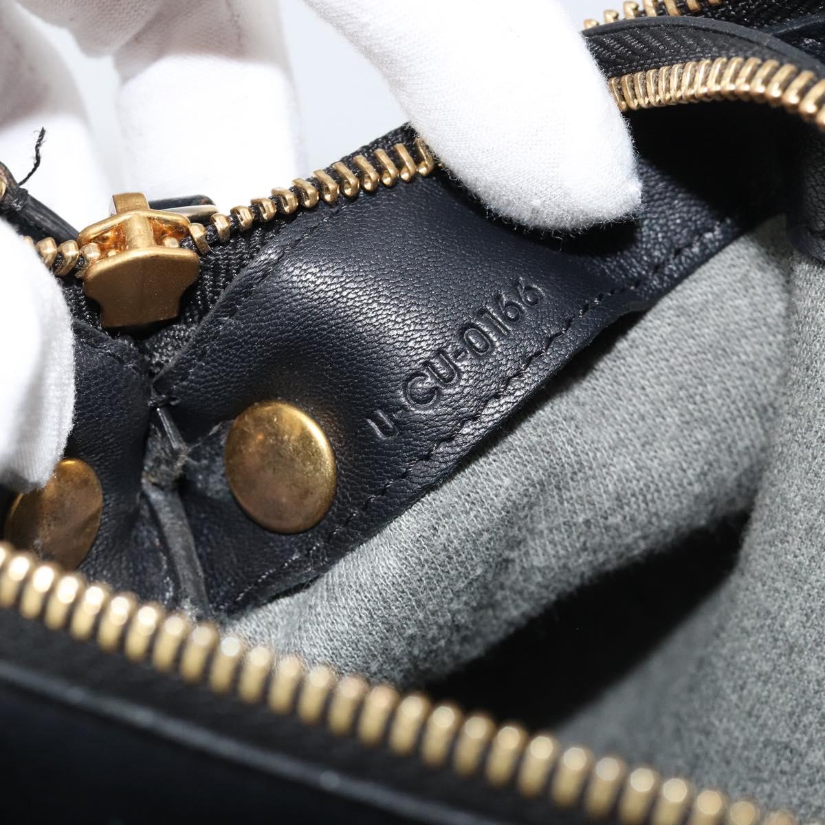 CELINE Trio Shoulder Bag Leather Black Gold Auth 180834