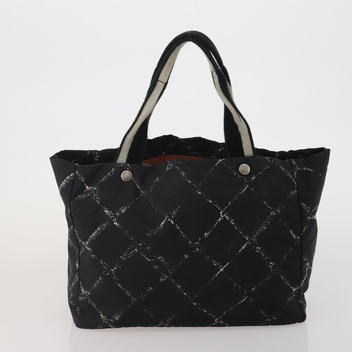 CHANEL New Travel Line Tote Bag Canvas 6 Set Black Brown pink CC Auth 180838