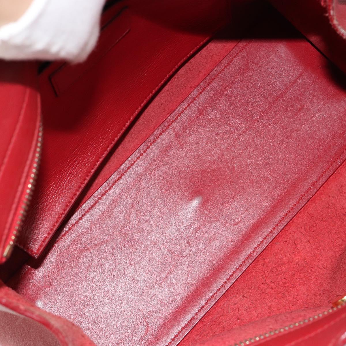 SAINT LAURENT Baby Kabas Hand Bag Leather 2way Red Gold Auth 180845A