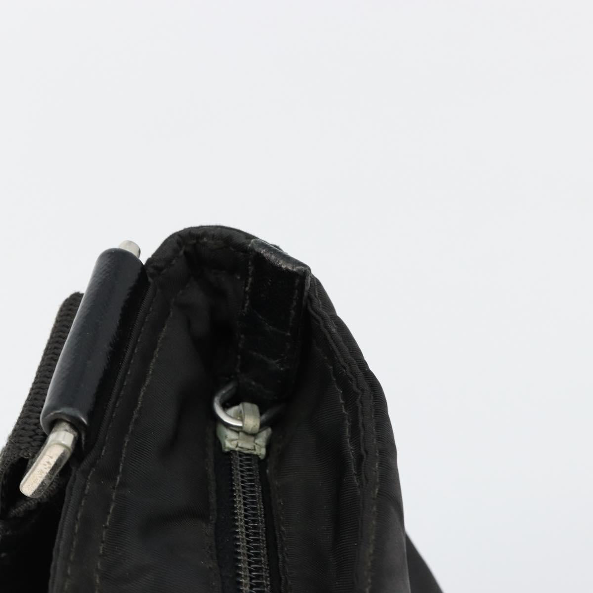 PRADA Shoulder Bag Nylon Black Silver Auth 180848