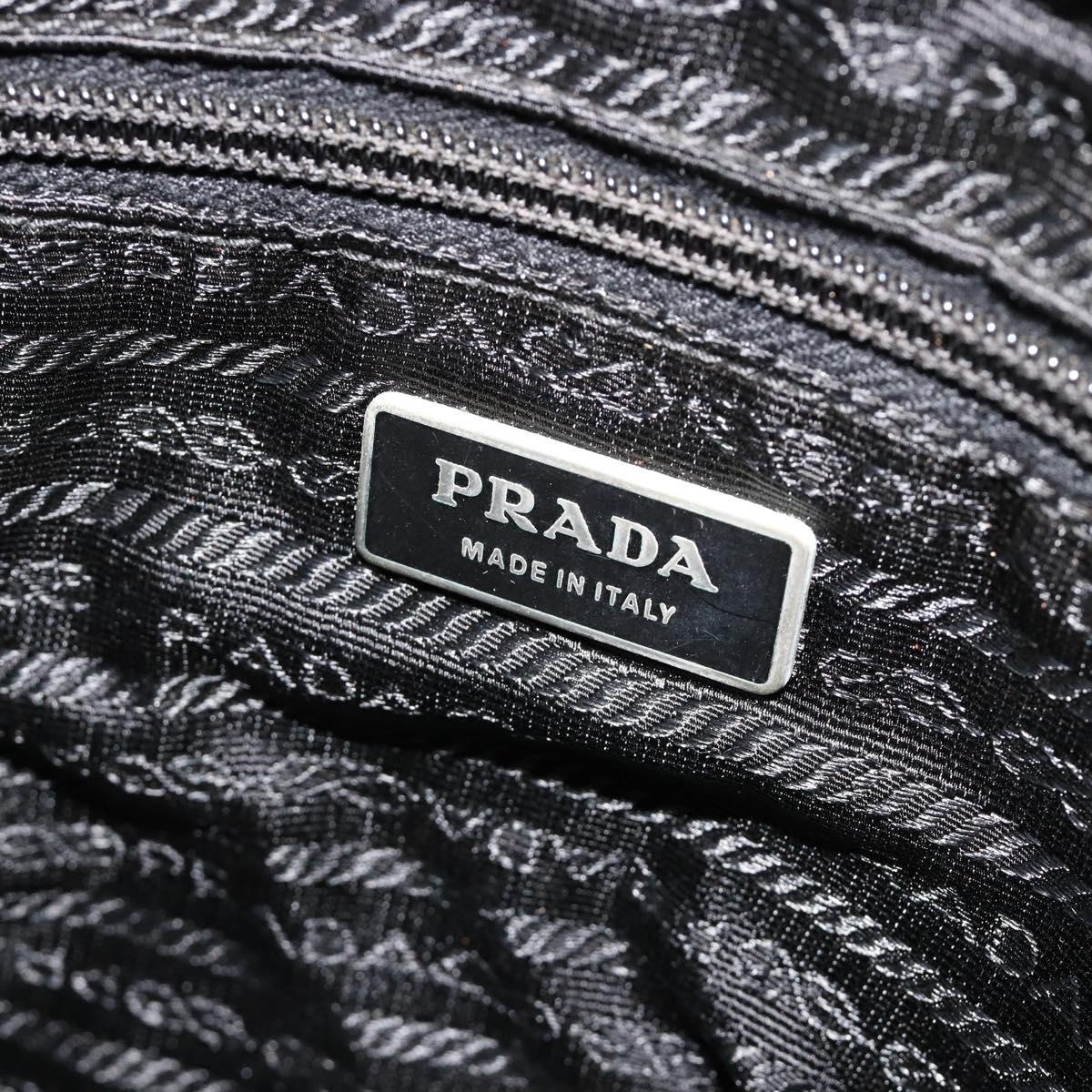 PRADA Shoulder Bag Nylon Black Silver Auth 180848