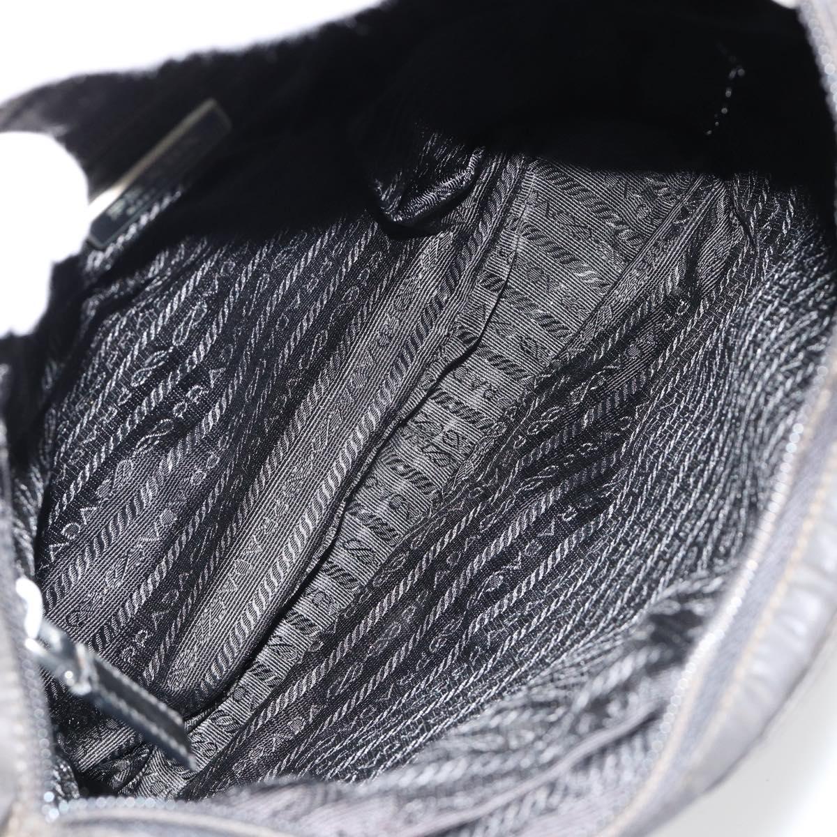PRADA Shoulder Bag Nylon Black Silver Auth 180848