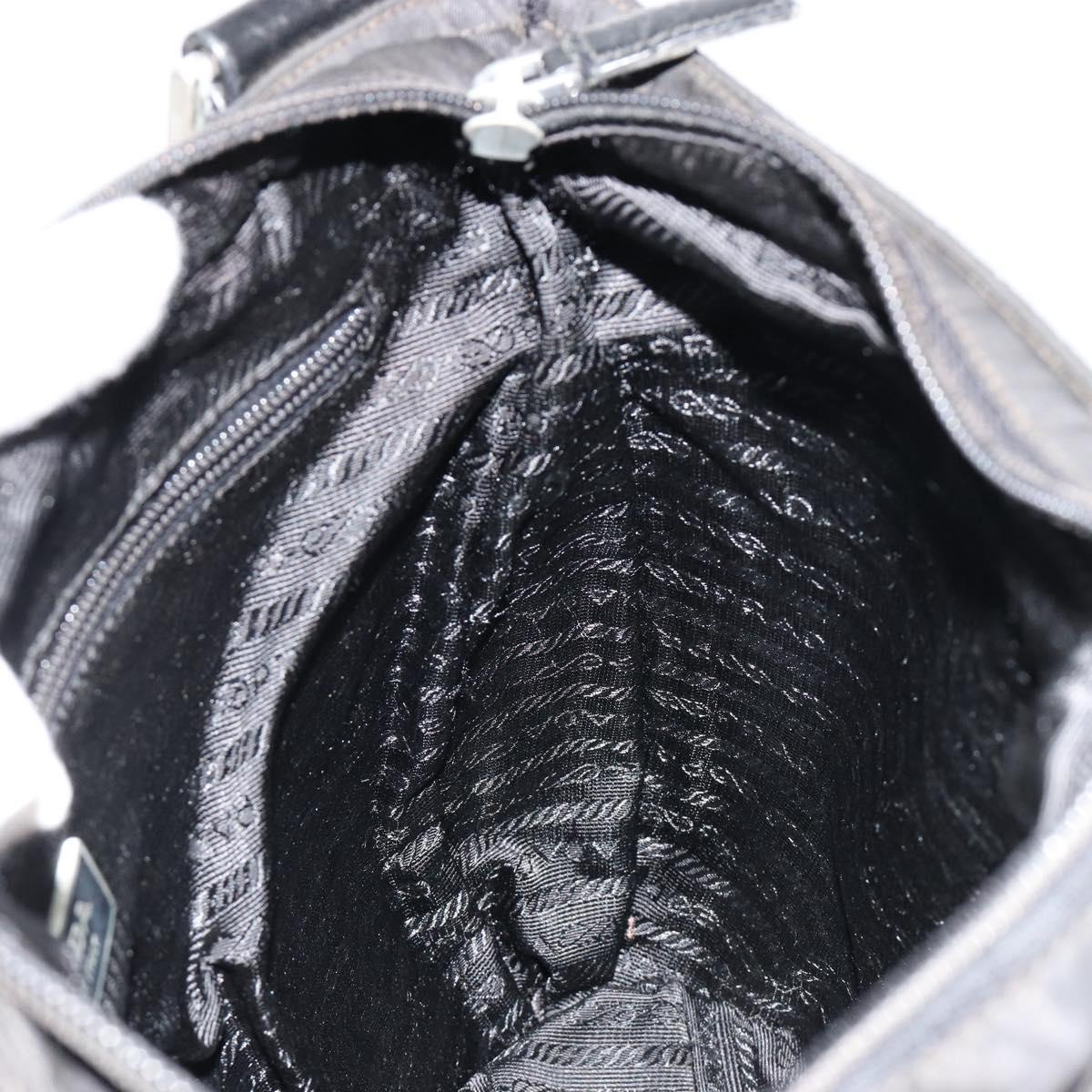 PRADA Shoulder Bag Nylon Black Silver Auth 180848