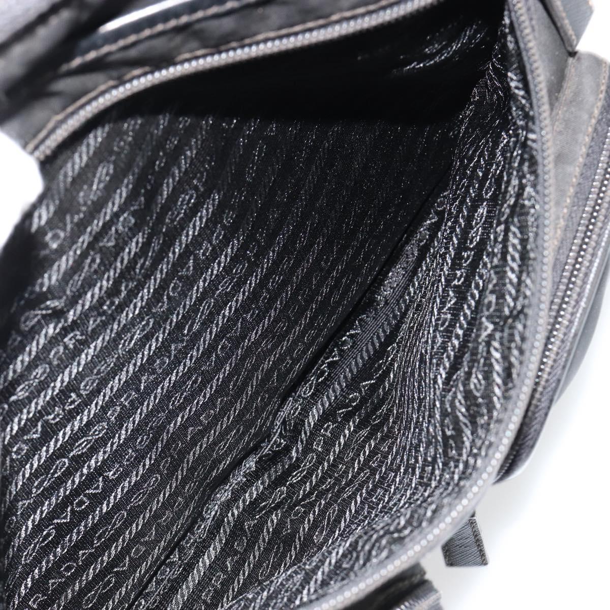 PRADA Shoulder Bag Nylon Black Silver Auth 180848