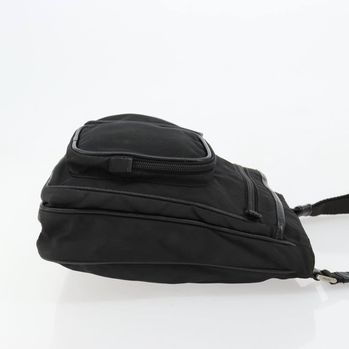 PRADA Shoulder Bag Nylon Black Silver Auth 180848