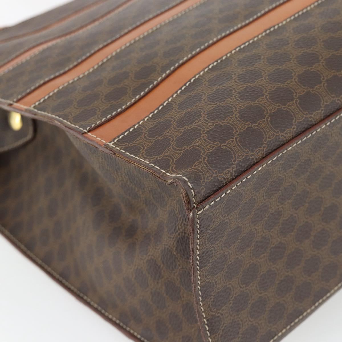 CELINE Macadam Canvas Tote Bag PVC Leather Brown Gold Auth 180849