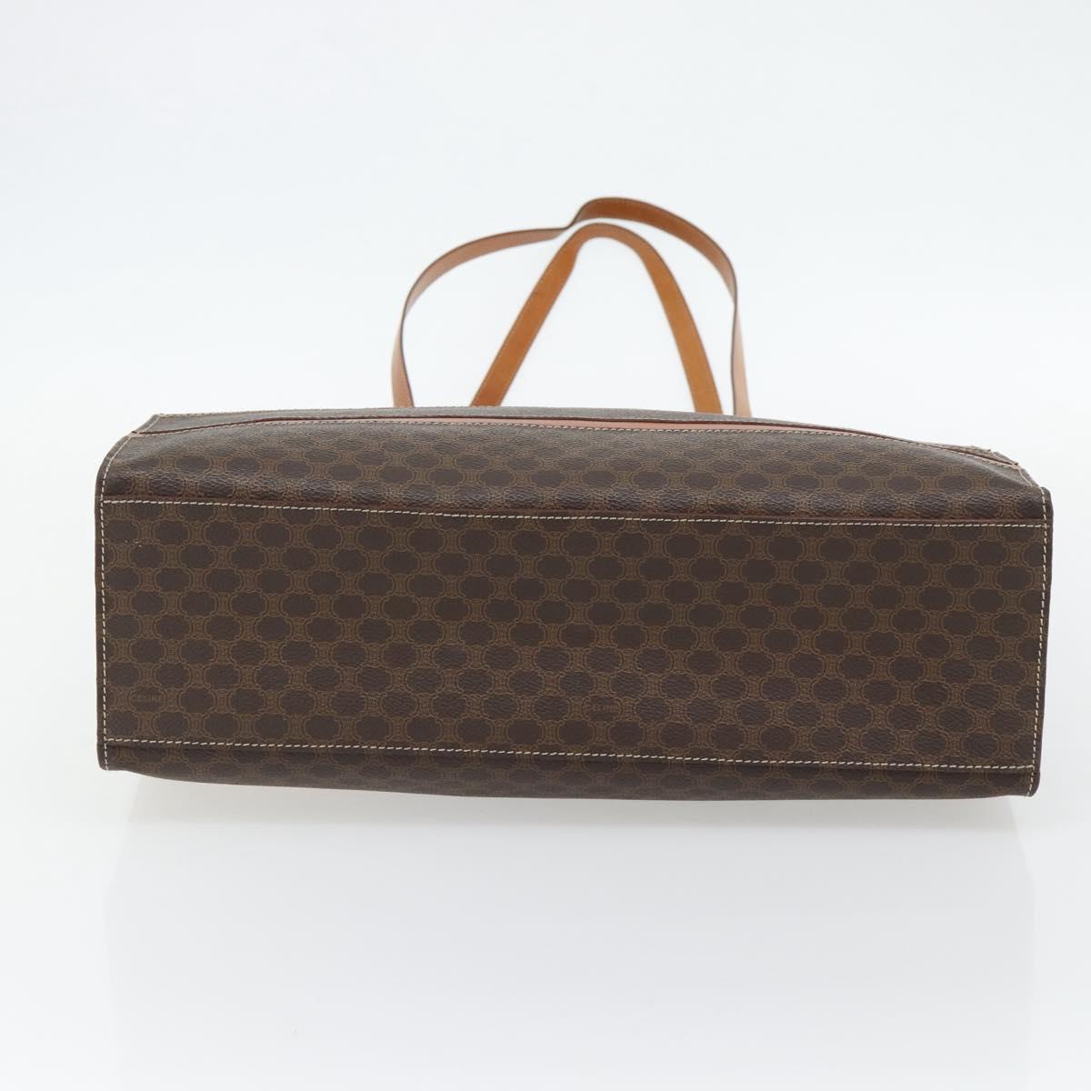 CELINE Macadam Canvas Tote Bag PVC Leather Brown Gold Auth 180849