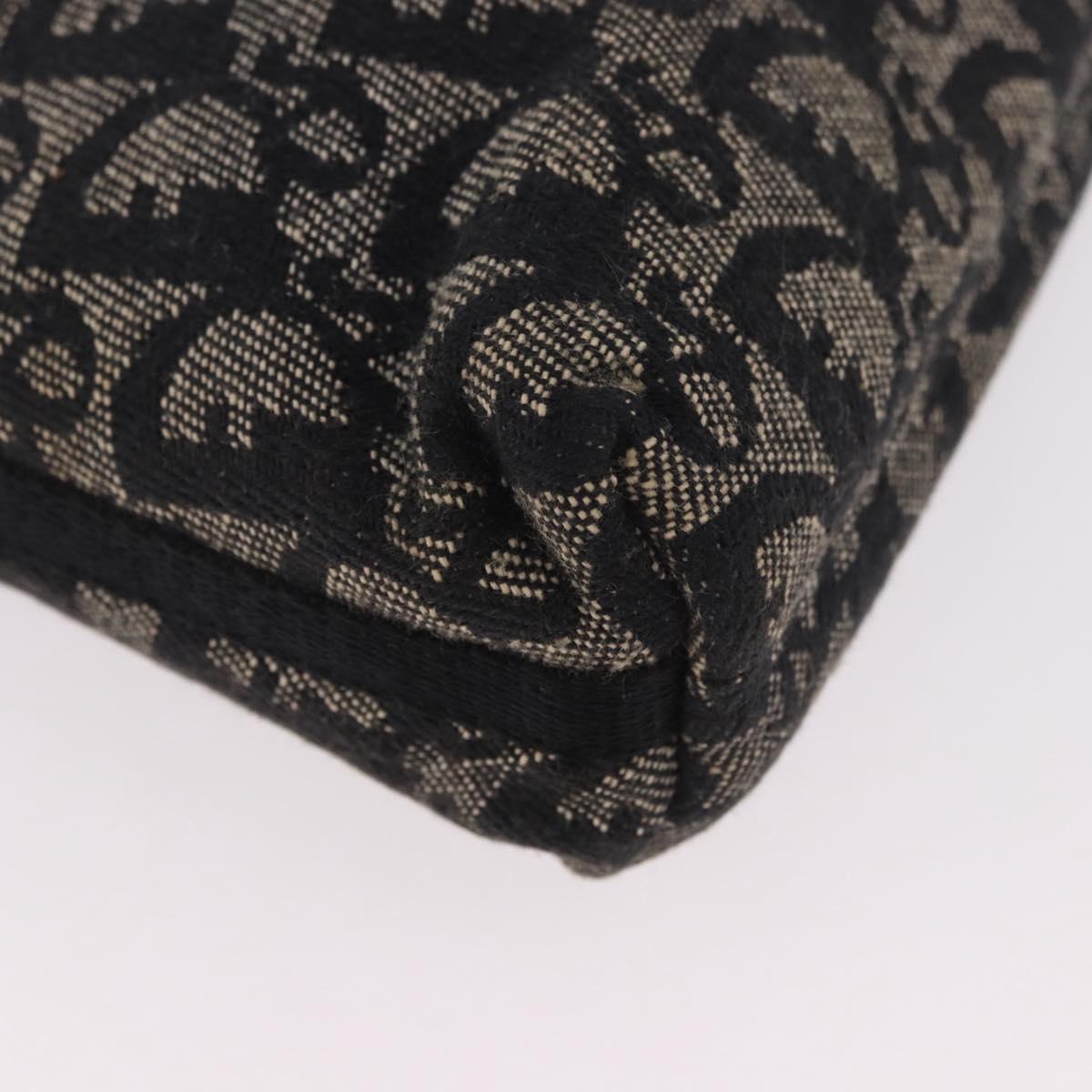 Christian Dior Trotter Canvas Accessory Pouch Black Silver Auth 180853A