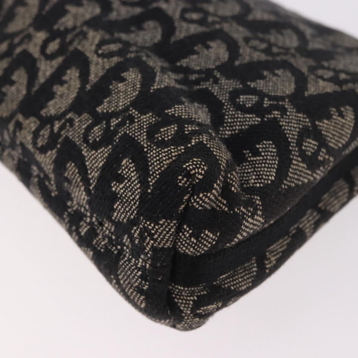 Christian Dior Trotter Canvas Accessory Pouch Black Silver Auth 180853A