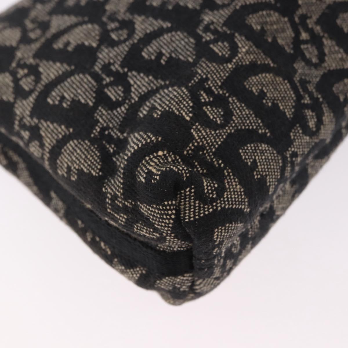 Christian Dior Trotter Canvas Accessory Pouch Black Silver Auth 180853A