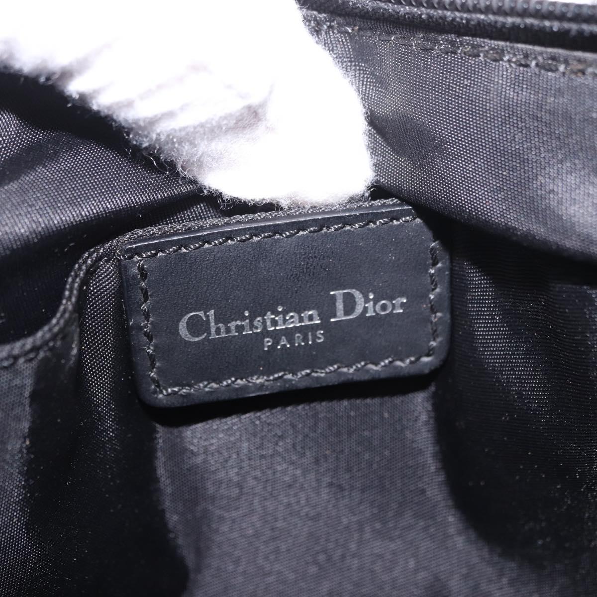 Christian Dior Trotter Canvas Accessory Pouch Black Silver Auth 180853A
