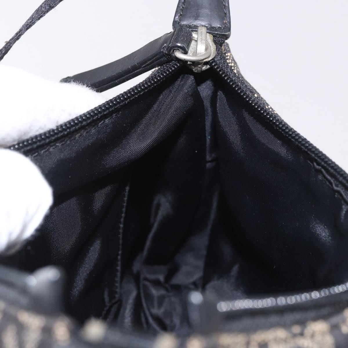 Christian Dior Trotter Canvas Accessory Pouch Black Silver Auth 180853A