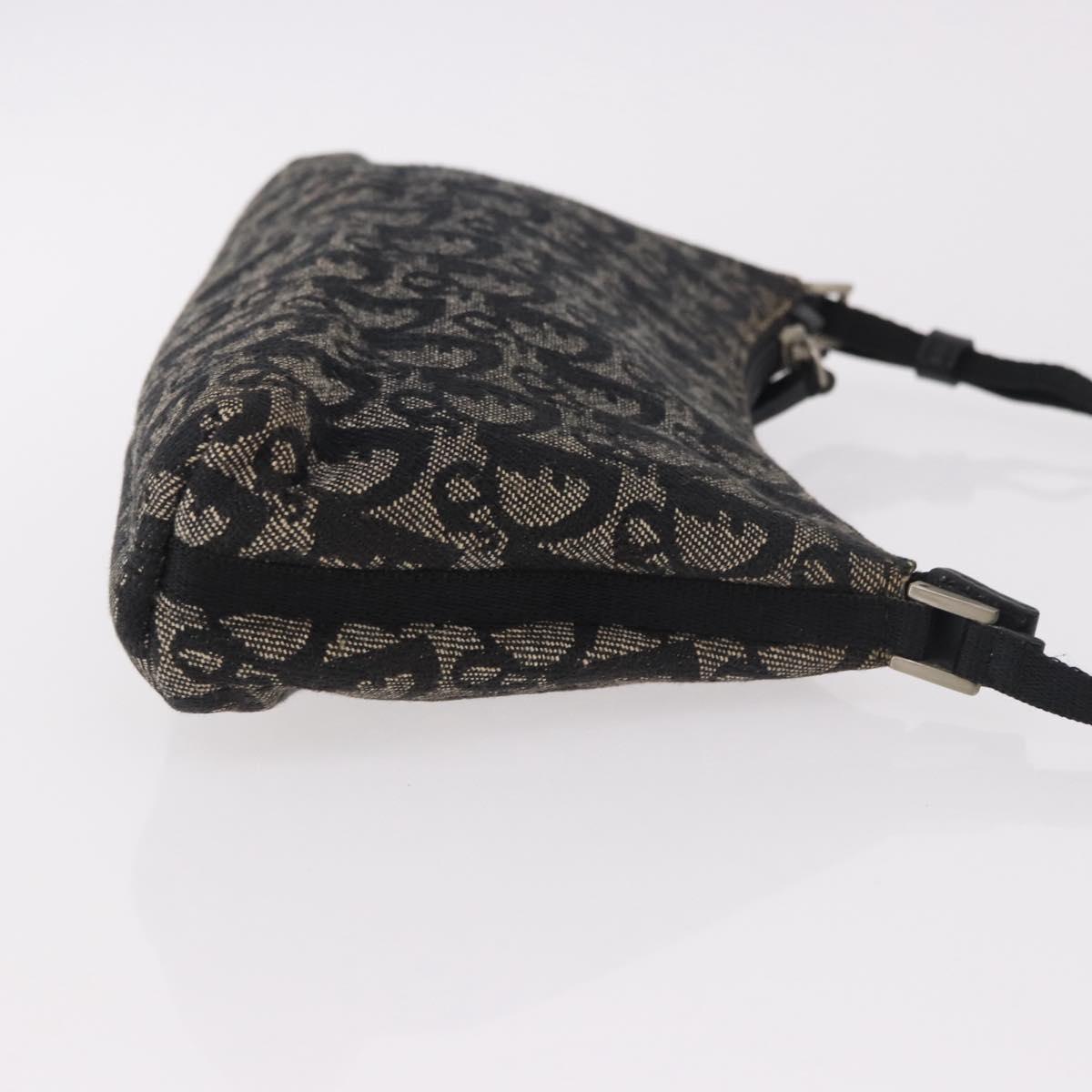 Christian Dior Trotter Canvas Accessory Pouch Black Silver Auth 180853A
