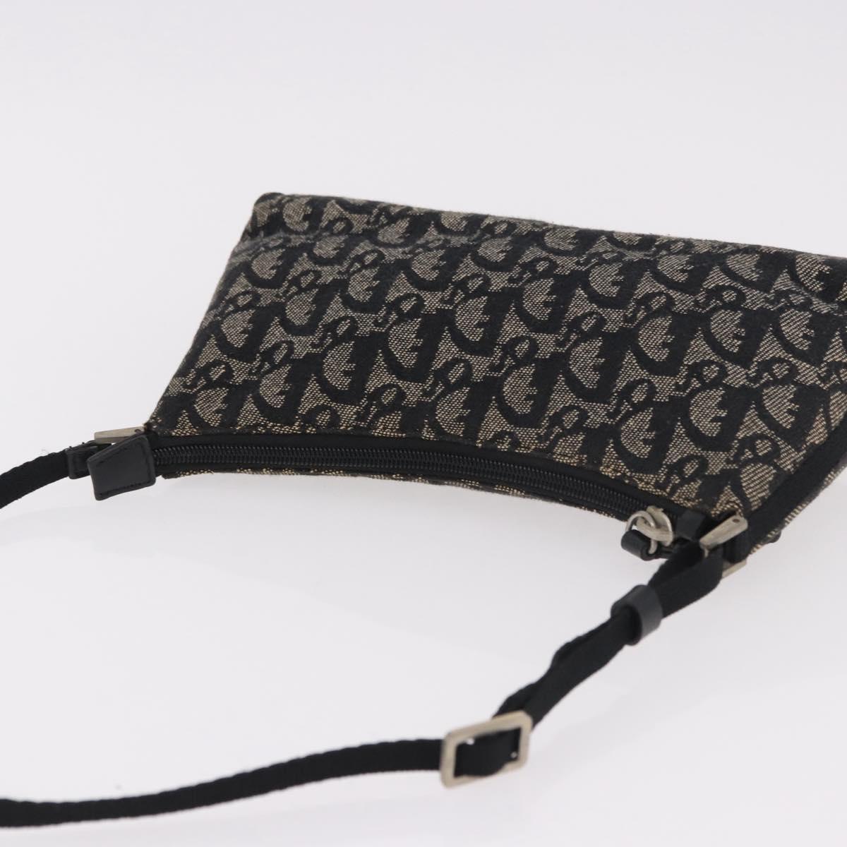 Christian Dior Trotter Canvas Accessory Pouch Black Silver Auth 180853A