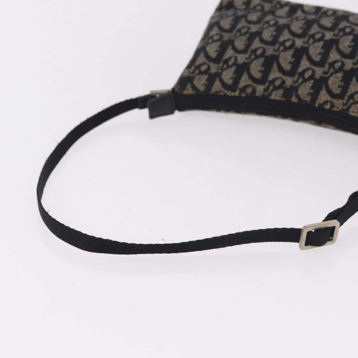 Christian Dior Trotter Canvas Accessory Pouch Black Silver Auth 180853A