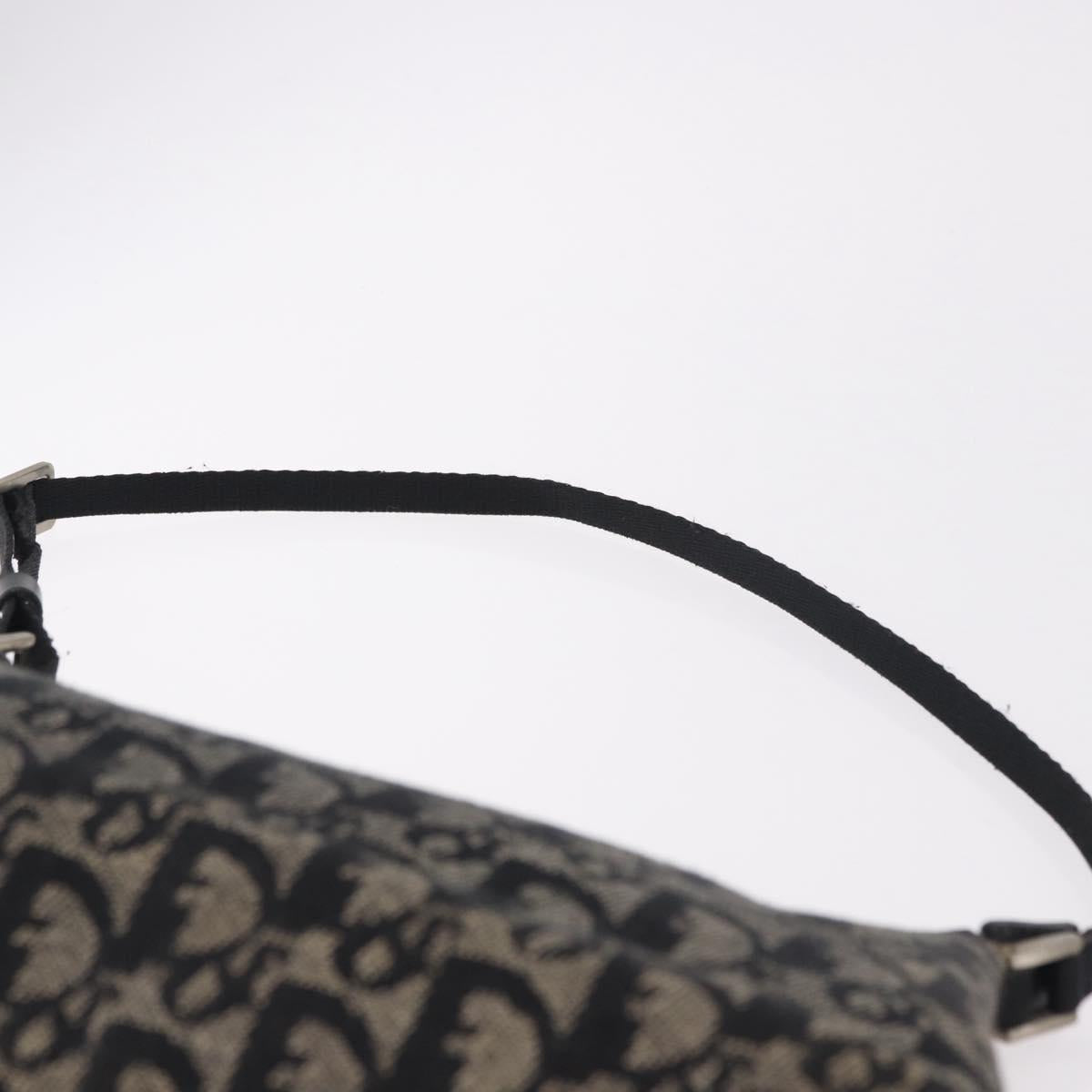 Christian Dior Trotter Canvas Accessory Pouch Black Silver Auth 180853A