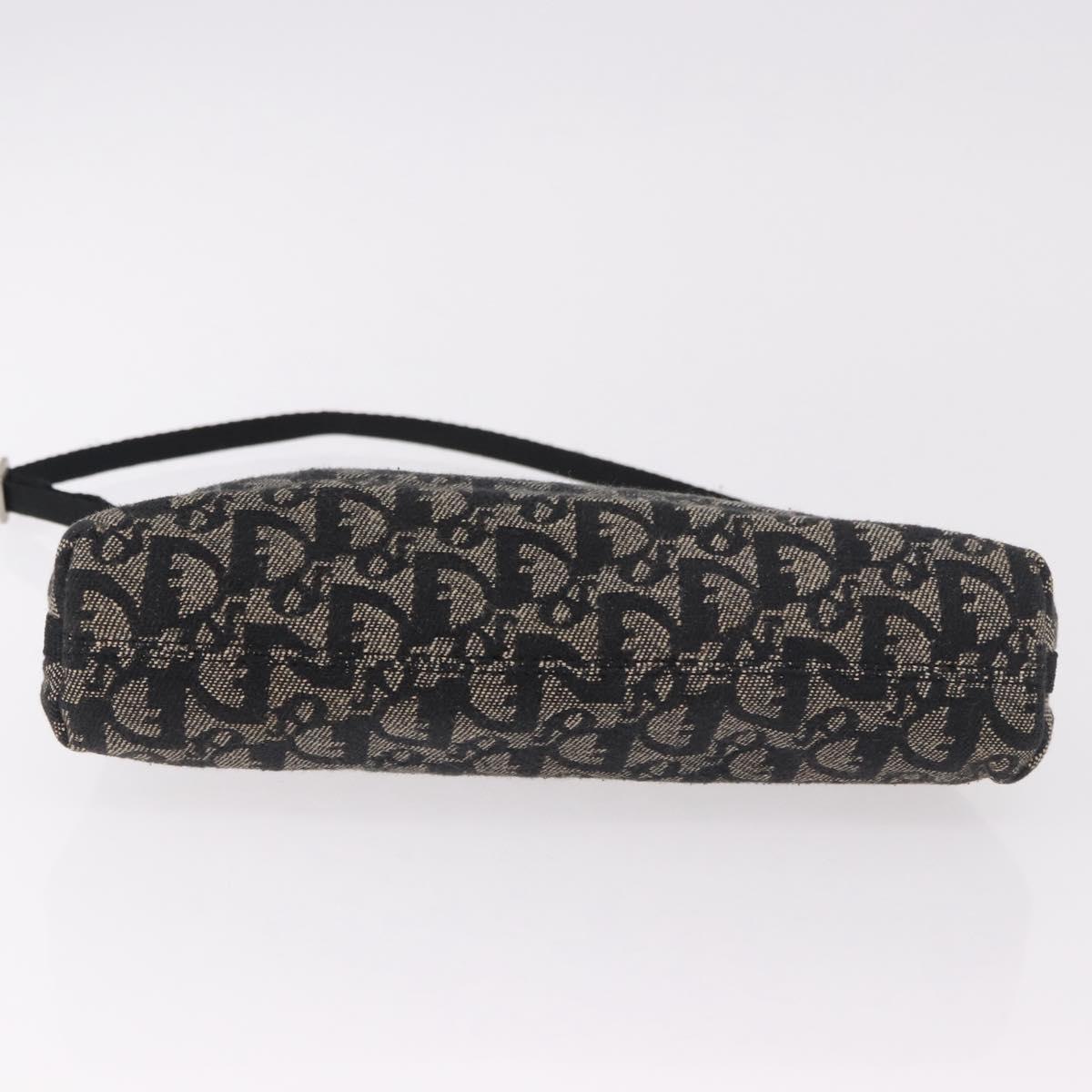 Christian Dior Trotter Canvas Accessory Pouch Black Silver Auth 180853A