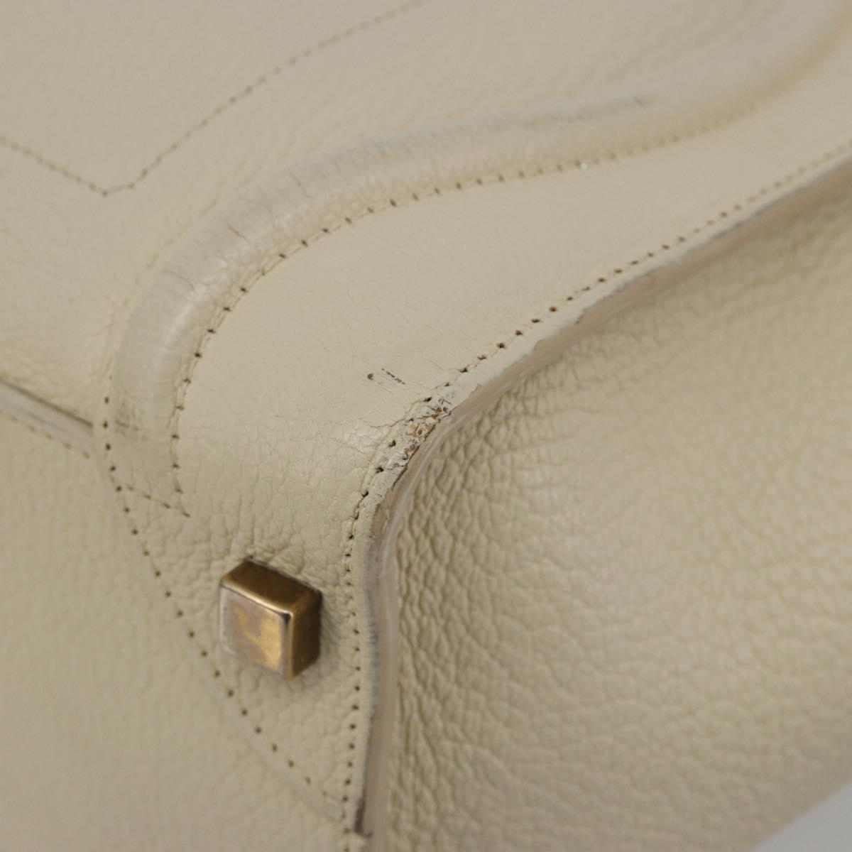 CELINE Luggage Micro Tote Bag Leather Ivory Gold Auth 180856