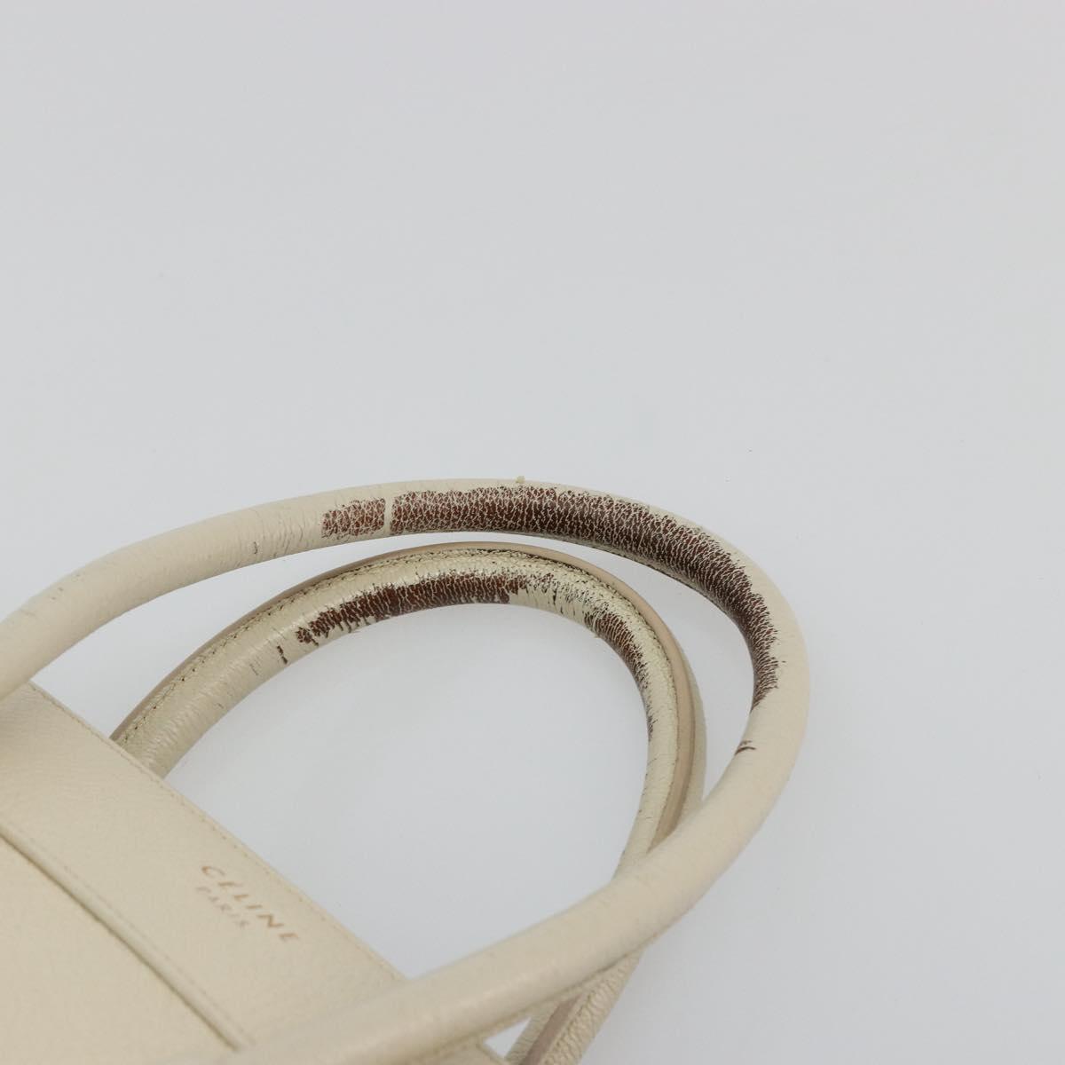 CELINE Luggage Micro Tote Bag Leather Ivory Gold Auth 180856