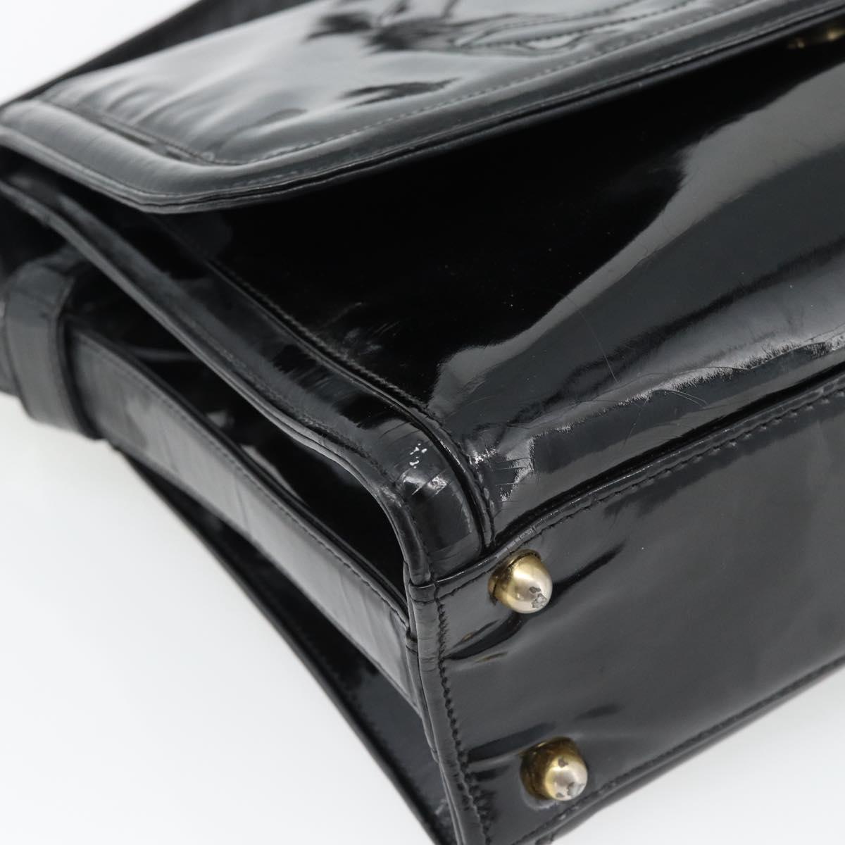 CHANEL Shoulder Bag Patent leather Black Gold CC Auth 180857