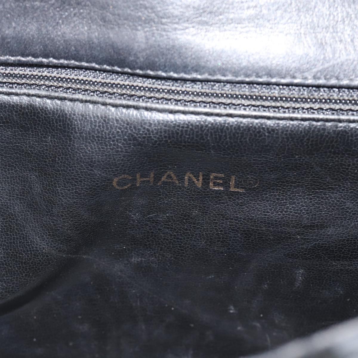 CHANEL Shoulder Bag Patent leather Black Gold CC Auth 180857