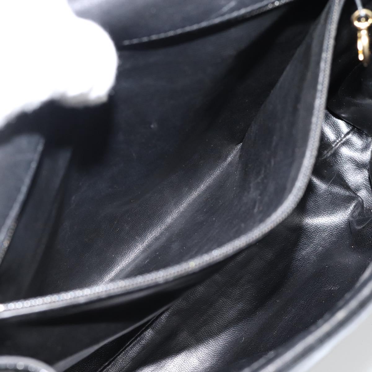 CHANEL Shoulder Bag Patent leather Black Gold CC Auth 180857
