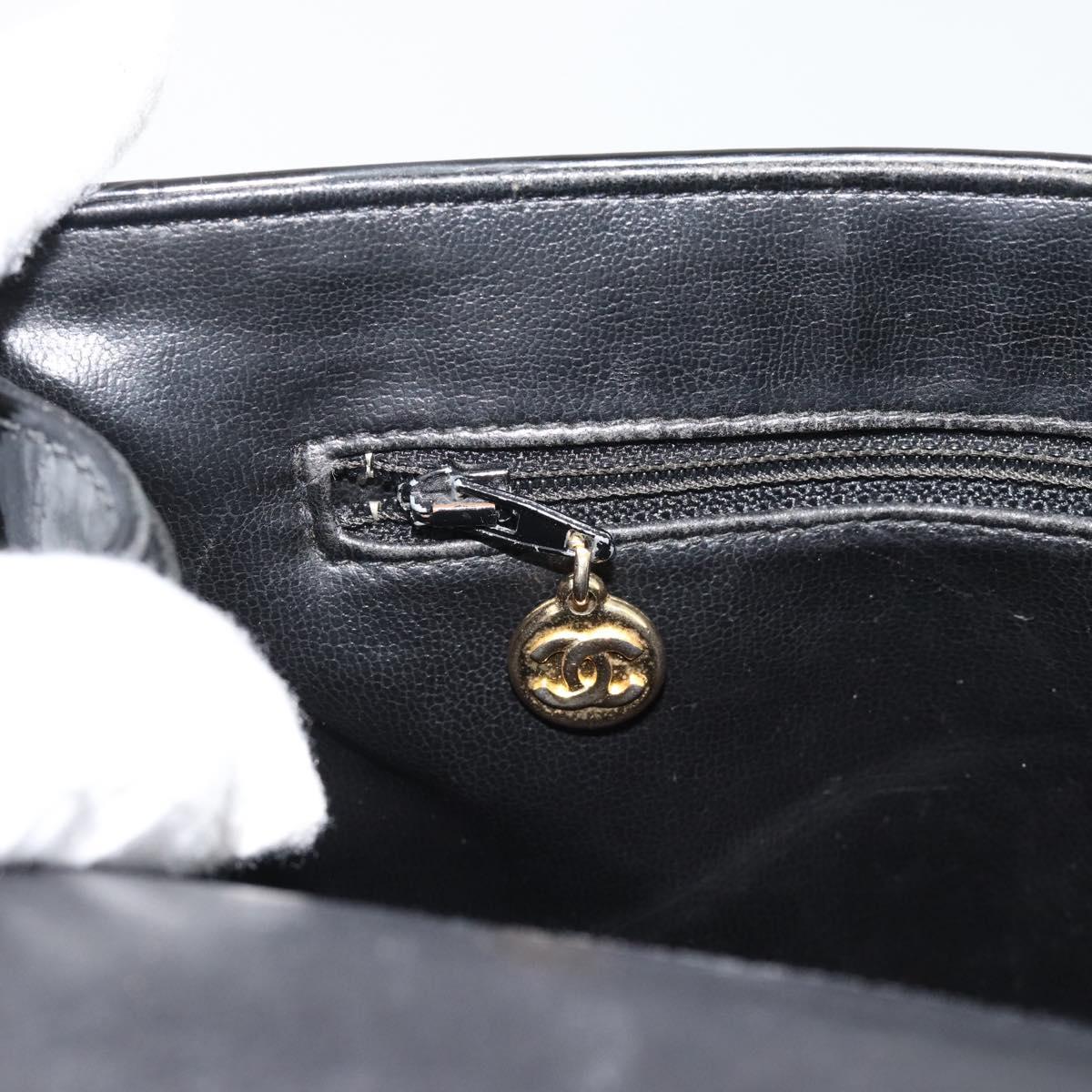 CHANEL Shoulder Bag Patent leather Black Gold CC Auth 180857