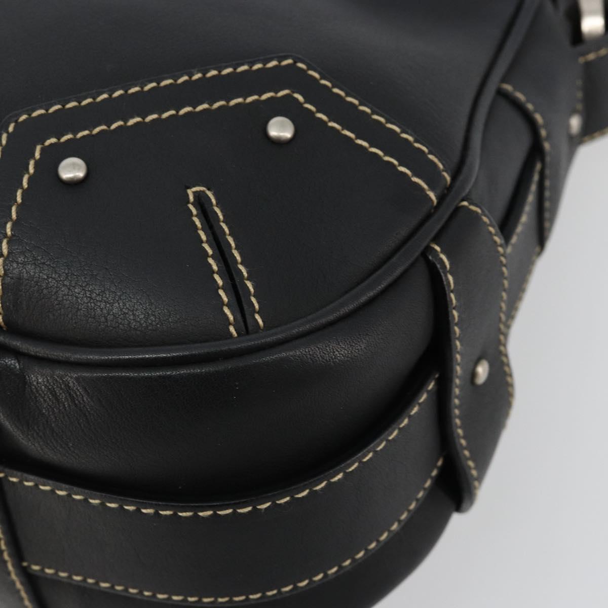 BALLY Shoulder Bag Leather Black Silver Auth 180860A