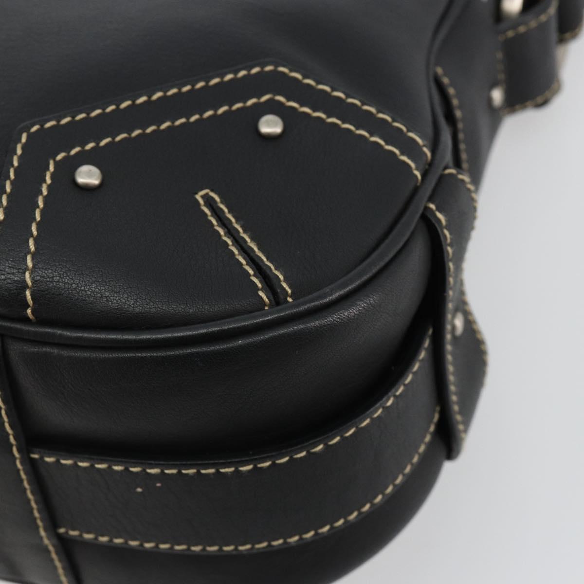 BALLY Shoulder Bag Leather Black Silver Auth 180860A