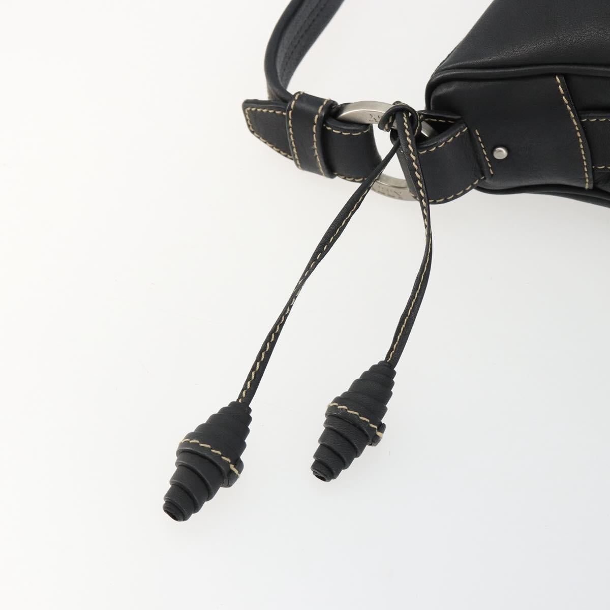 BALLY Shoulder Bag Leather Black Silver Auth 180860A