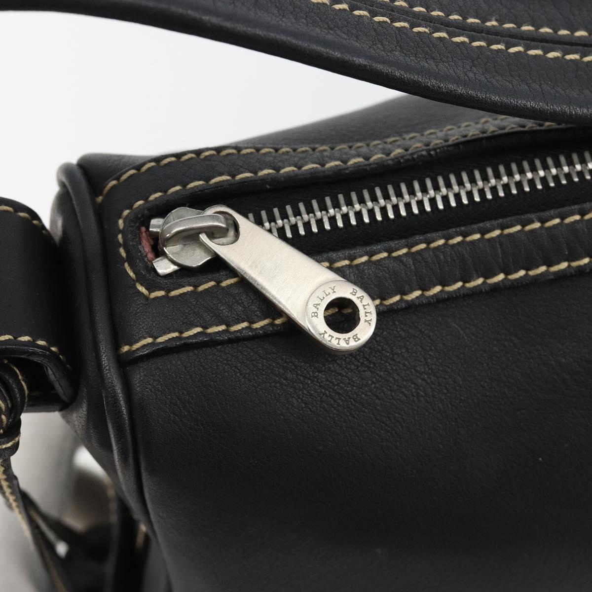 BALLY Shoulder Bag Leather Black Silver Auth 180860A