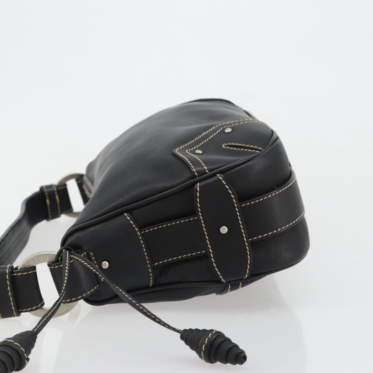 BALLY Shoulder Bag Leather Black Silver Auth 180860A