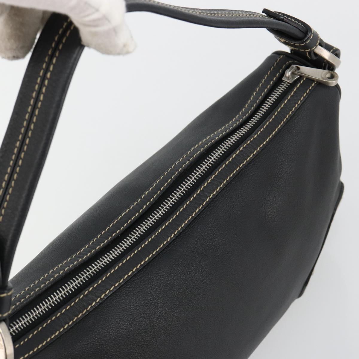 BALLY Shoulder Bag Leather Black Silver Auth 180860A