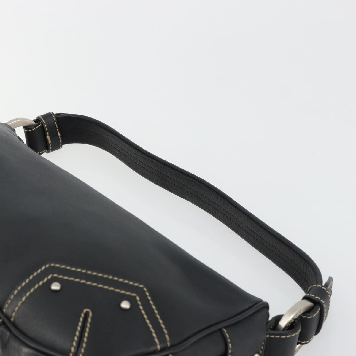 BALLY Shoulder Bag Leather Black Silver Auth 180860A