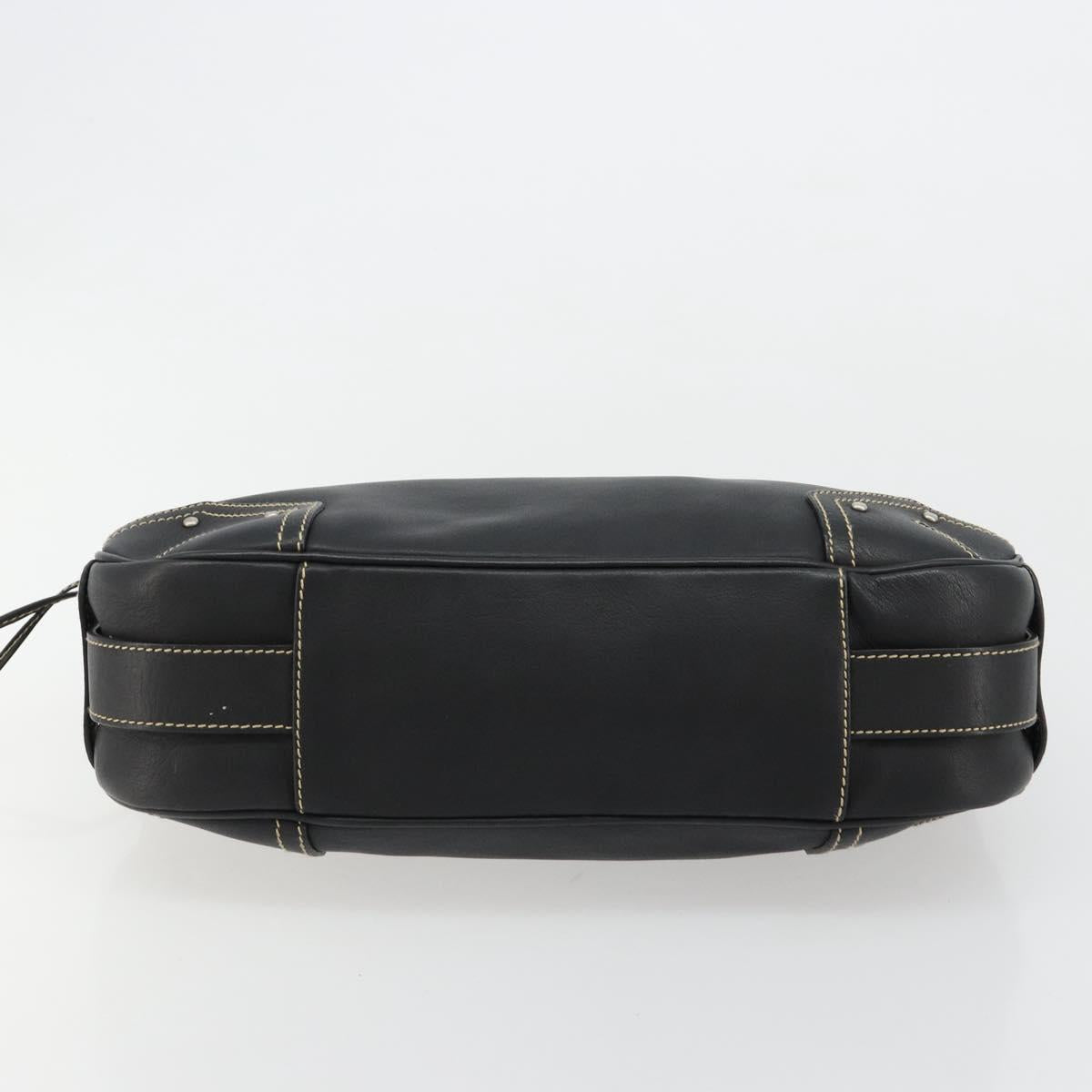 BALLY Shoulder Bag Leather Black Silver Auth 180860A