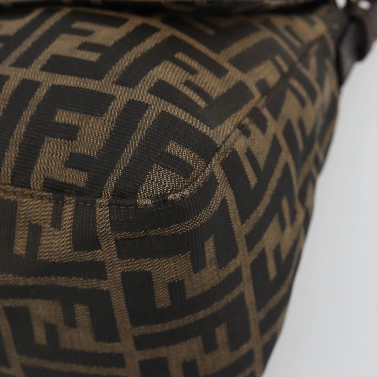 FENDI Zucca Canvas Mamma Baguette Shoulder Bag Brown Black Auth 180861A