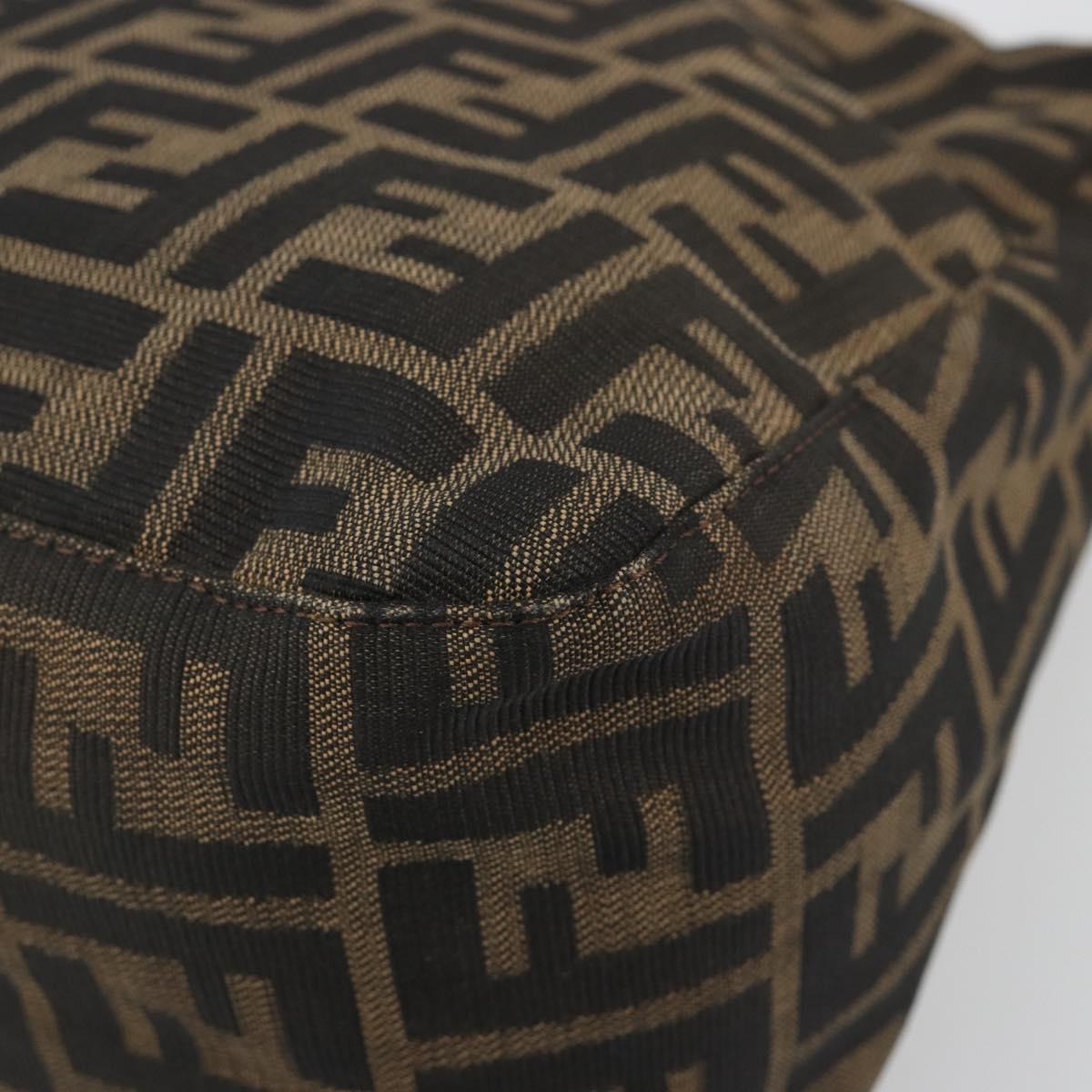 FENDI Zucca Canvas Mamma Baguette Shoulder Bag Brown Black Auth 180861A