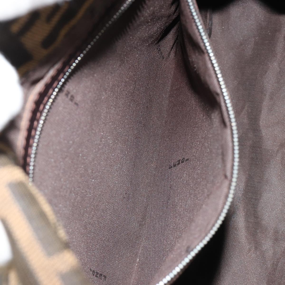 FENDI Zucca Canvas Mamma Baguette Shoulder Bag Brown Black Auth 180861A