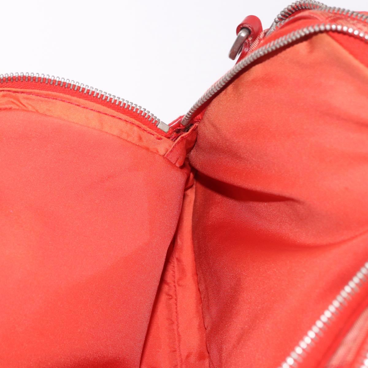 CHANEL New Travel Line Hand Bag Canvas Orange Silver CC Auth 180862