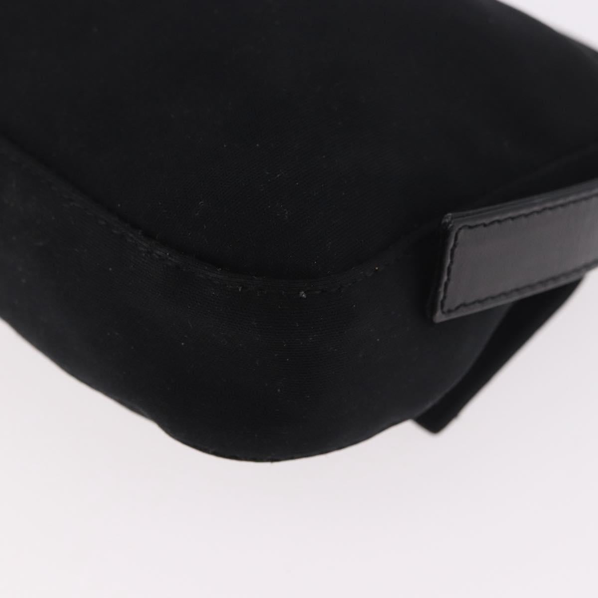 FENDI Mamma Baguette Shoulder Bag Cotton Jersey Black Silver Auth 180863