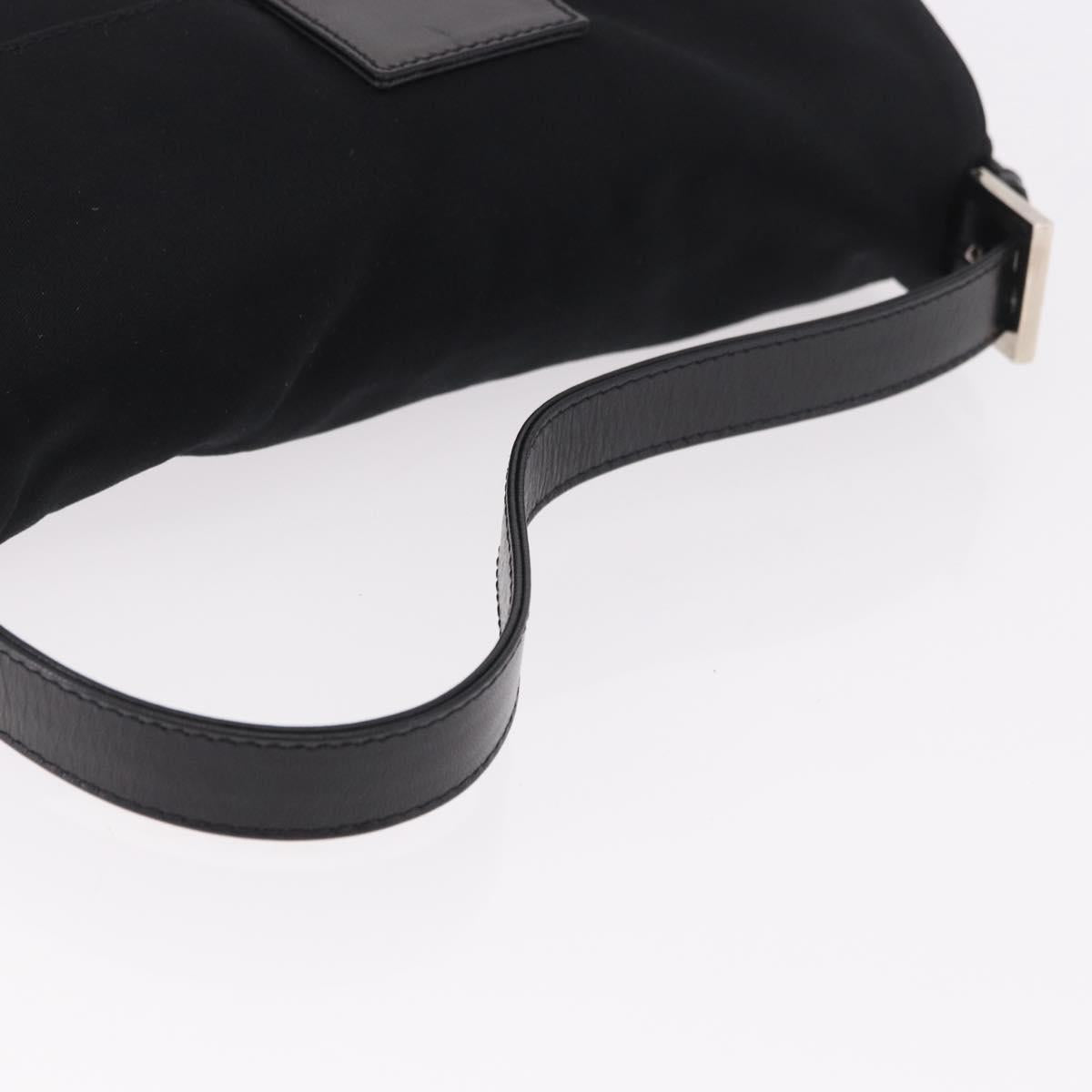 FENDI Mamma Baguette Shoulder Bag Cotton Jersey Black Silver Auth 180863