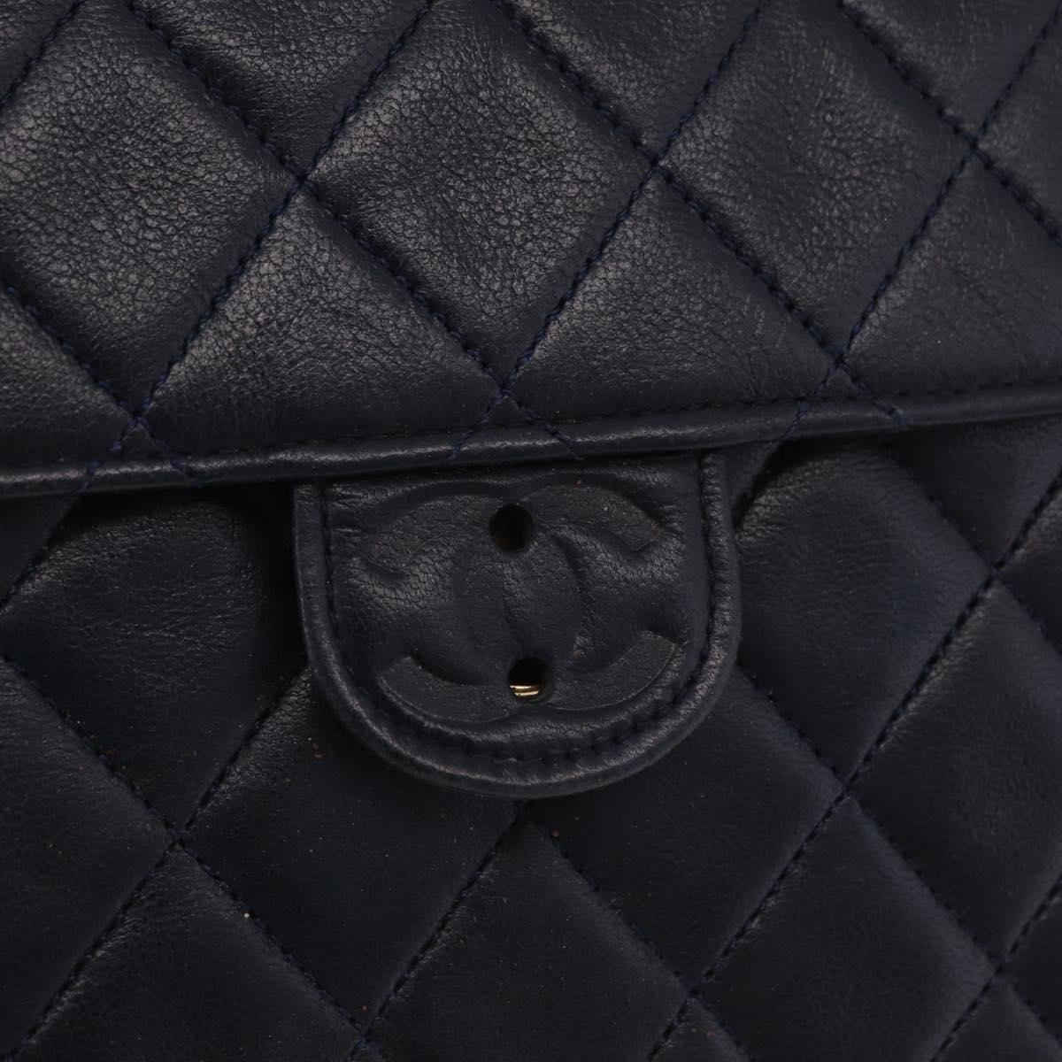 CHANEL Matelasse Chain Shoulder Bag Lamb Skin Black Gold CC Auth 180868