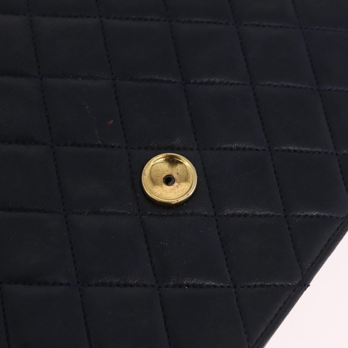 CHANEL Matelasse Chain Shoulder Bag Lamb Skin Black Gold CC Auth 180868