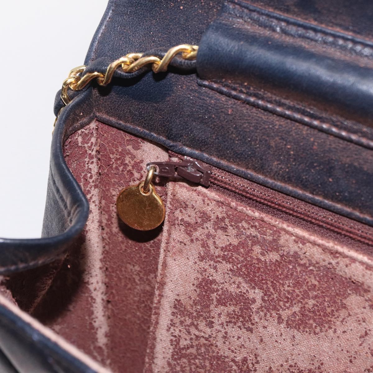 CHANEL Matelasse Chain Shoulder Bag Lamb Skin Black Gold CC Auth 180868