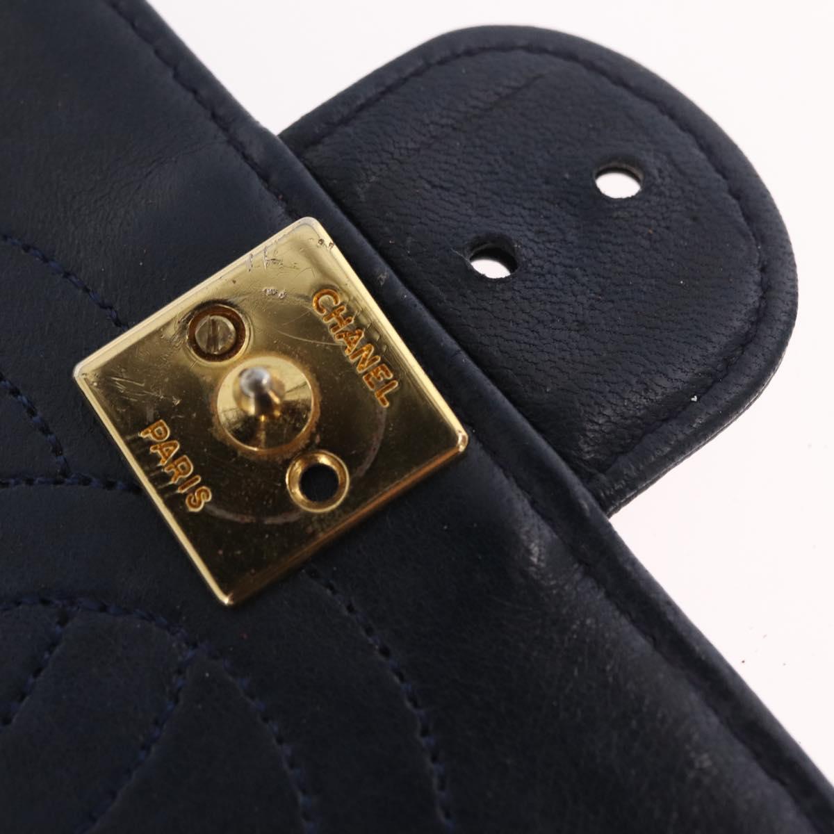 CHANEL Matelasse Chain Shoulder Bag Lamb Skin Black Gold CC Auth 180868