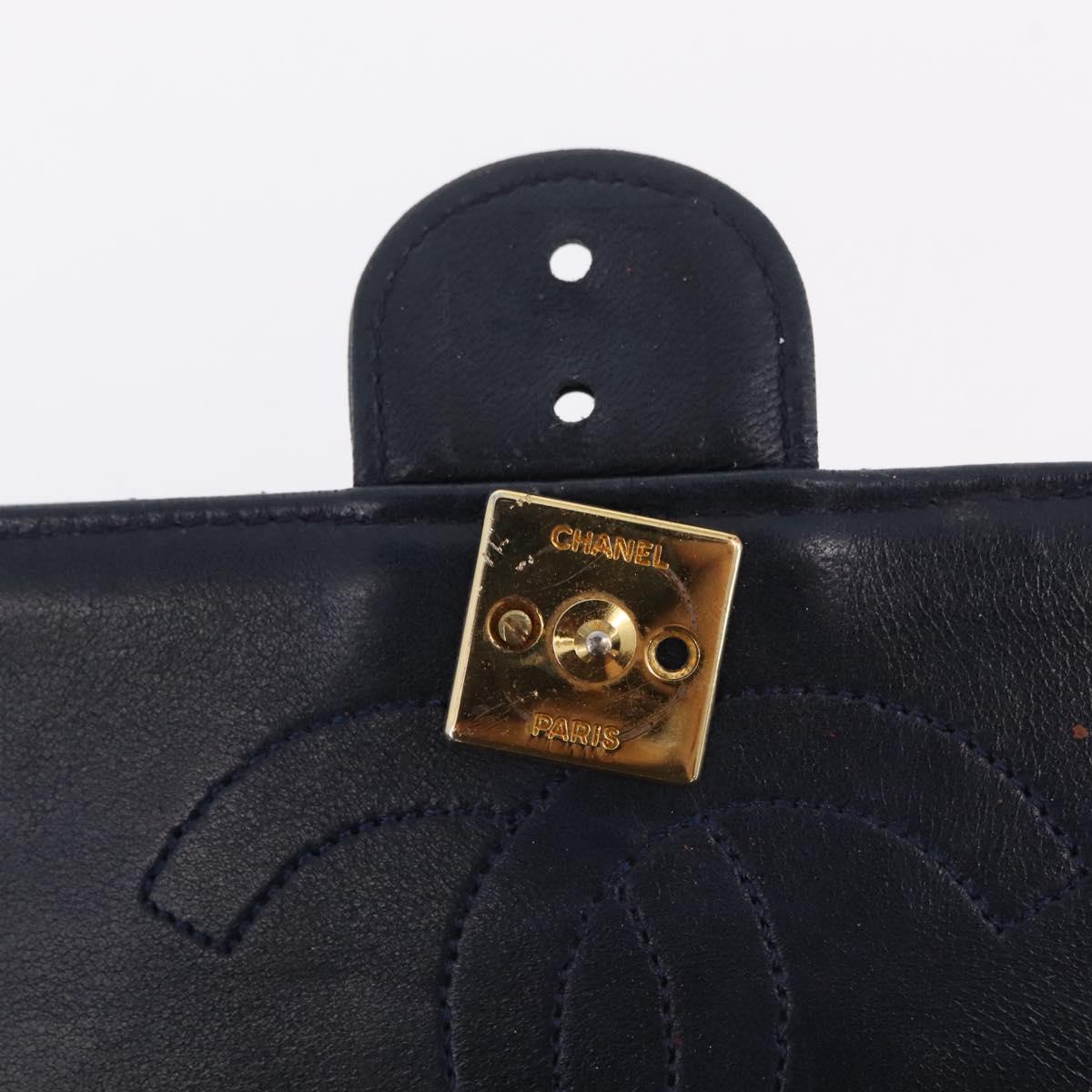 CHANEL Matelasse Chain Shoulder Bag Lamb Skin Black Gold CC Auth 180868