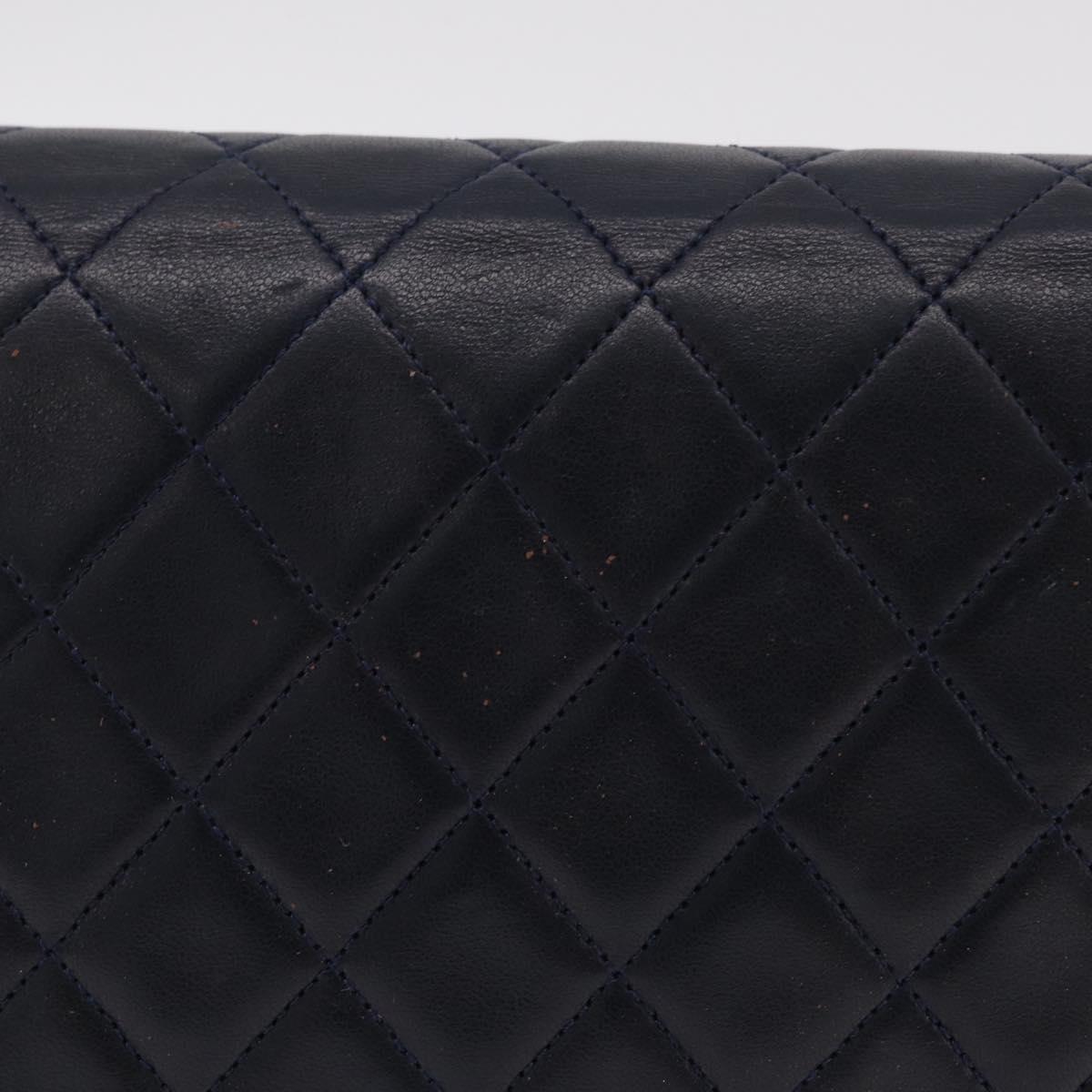CHANEL Matelasse Chain Shoulder Bag Lamb Skin Black Gold CC Auth 180868