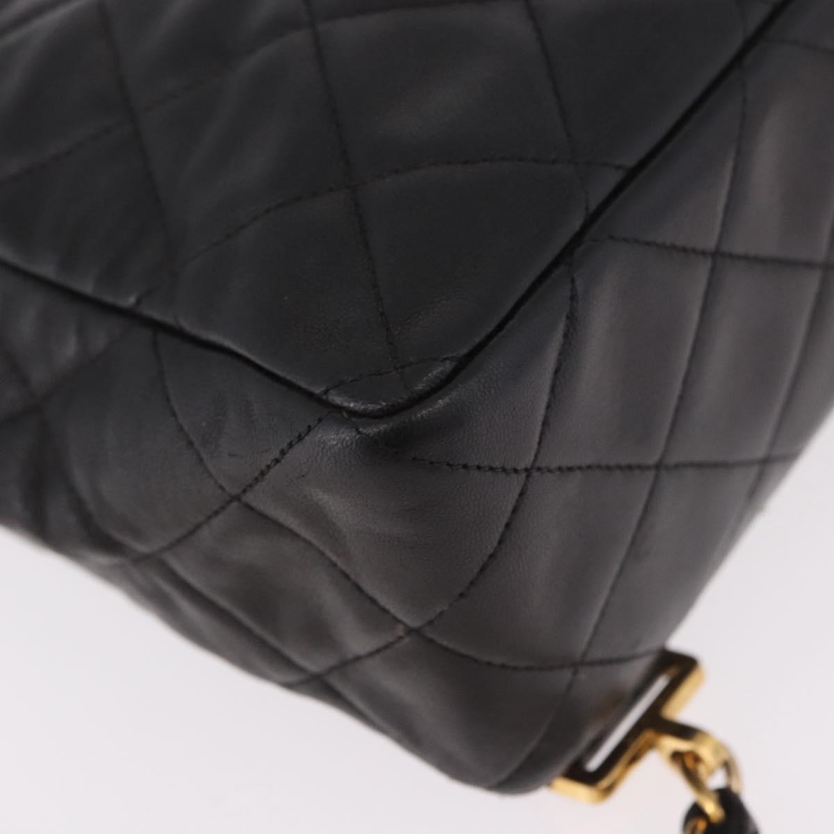 CHANEL Matelasse Chain Backpack Lamb Skin Gold Black CC Auth 180873SAV